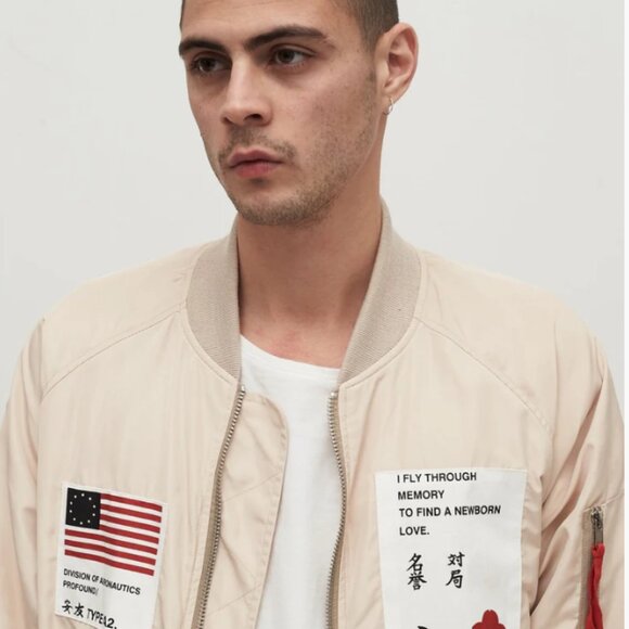 Profound Aesthetic Aeronautics Nylon Flight Jacket in Light Cream Size Small UGC - Picture 13 of 16